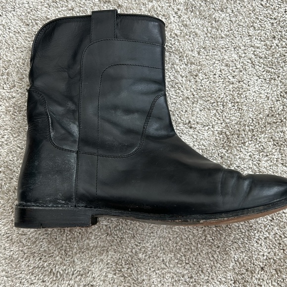 Frye Womens Paige Short Riding Boots Black Leather Mid Calf Block Pull On - Picture 6 of 7